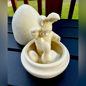 Vintage Porcelain Bisque Egg with bunny